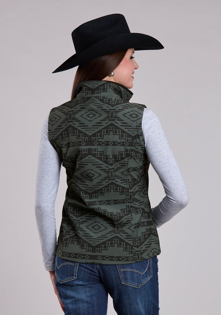 WOMENS ROPER CHARCOAL  BLACK AZTEC PRINT VEST