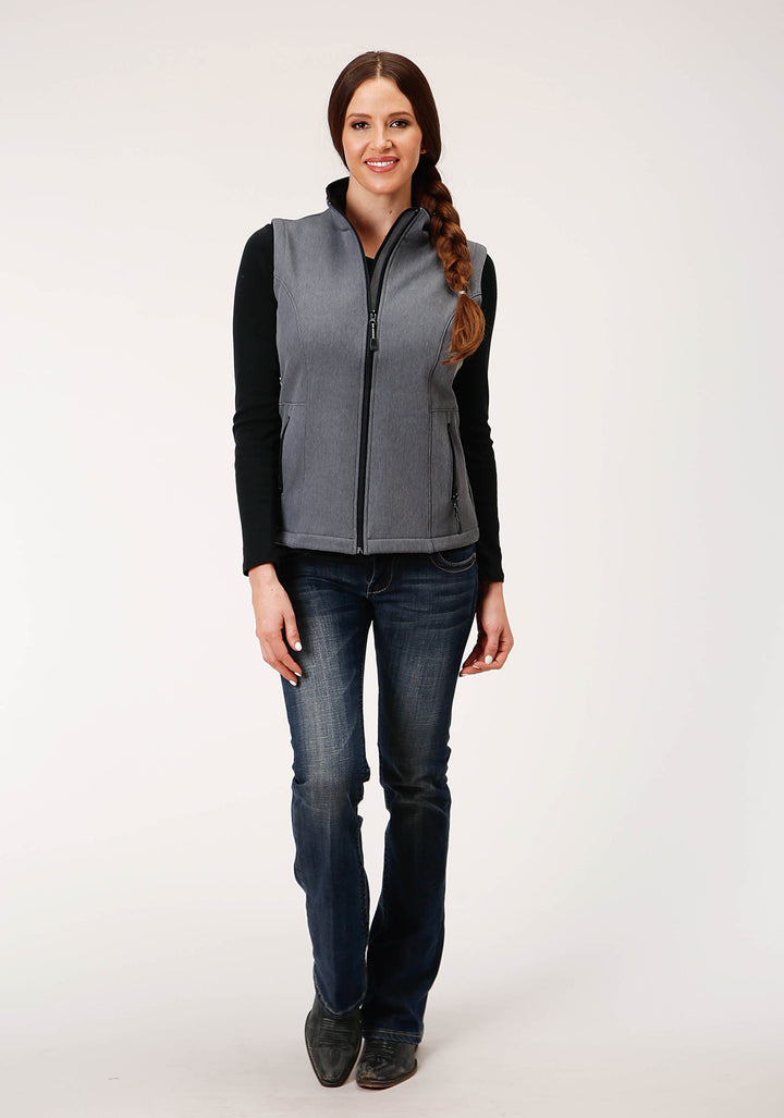 WOMENS TECH  HEATHERED GREY SOFTSHELL VEST