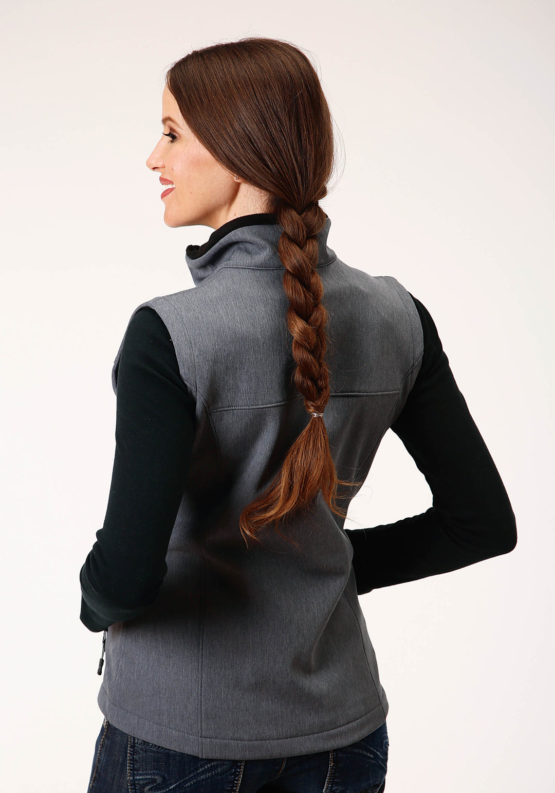 WOMENS TECH  HEATHERED GREY SOFTSHELL VEST
