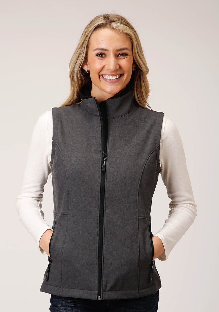 WOMENS TECH  HEATHER GREY SOFTSHELL VEST
