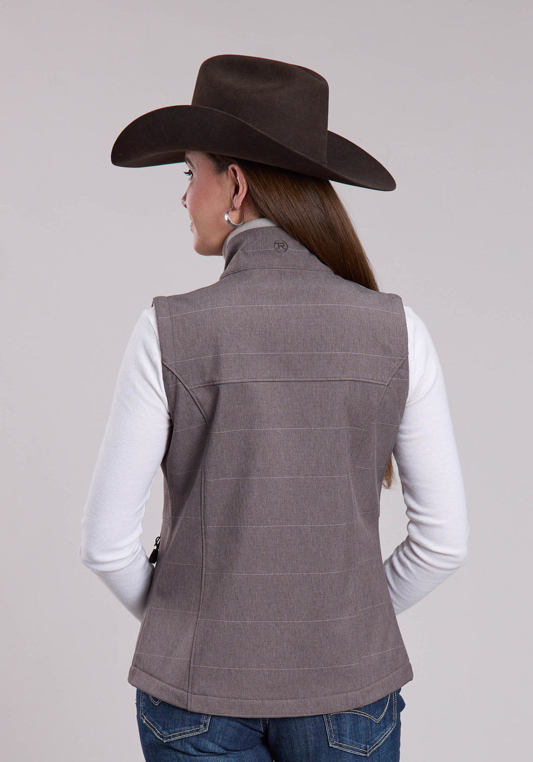 WOMENS ROPER COFFEE STRIPE SOFTSHELL WESTERN VEST