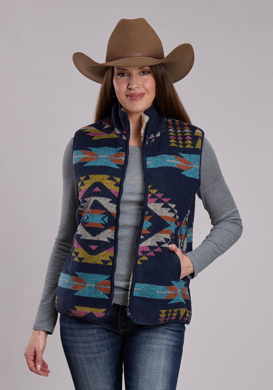 WOMENS ROPER WOVEN AZTEC WESTERN VEST