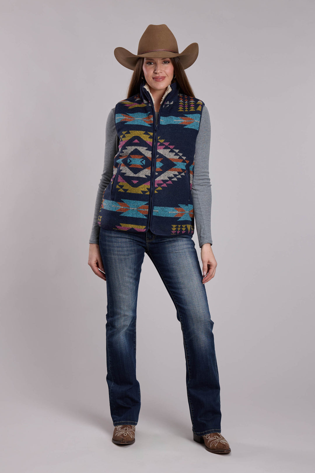 WOMENS ROPER WOVEN AZTEC WESTERN VEST