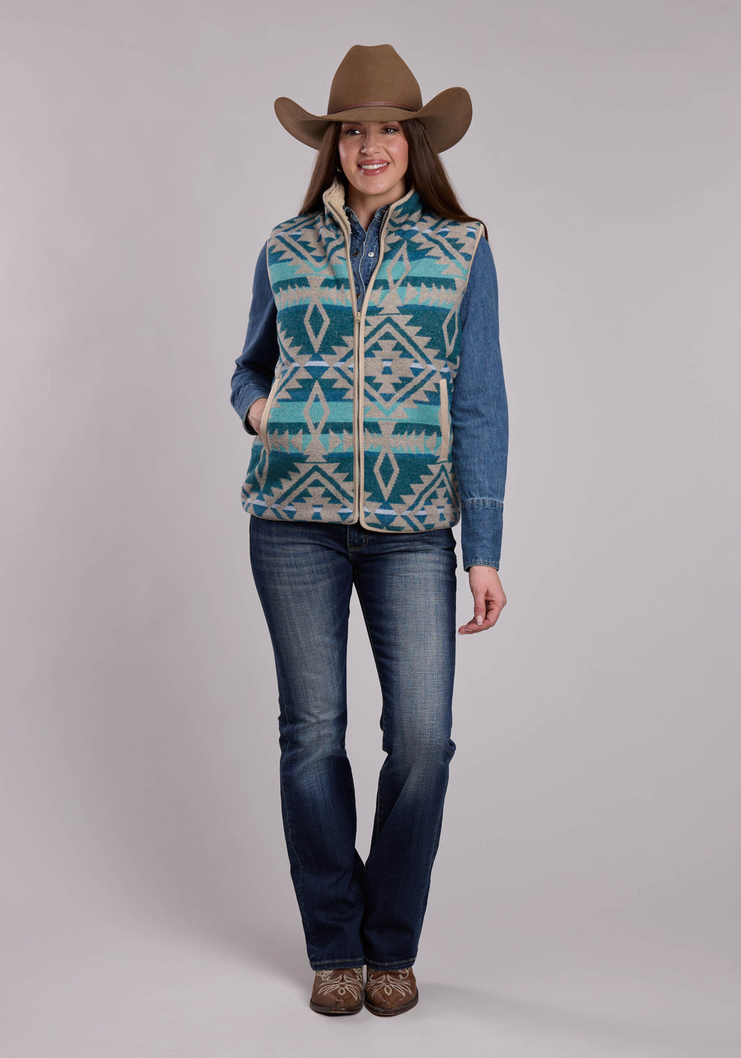 WOMENS ROPER WOVEN AZTEC WESTERN VEST