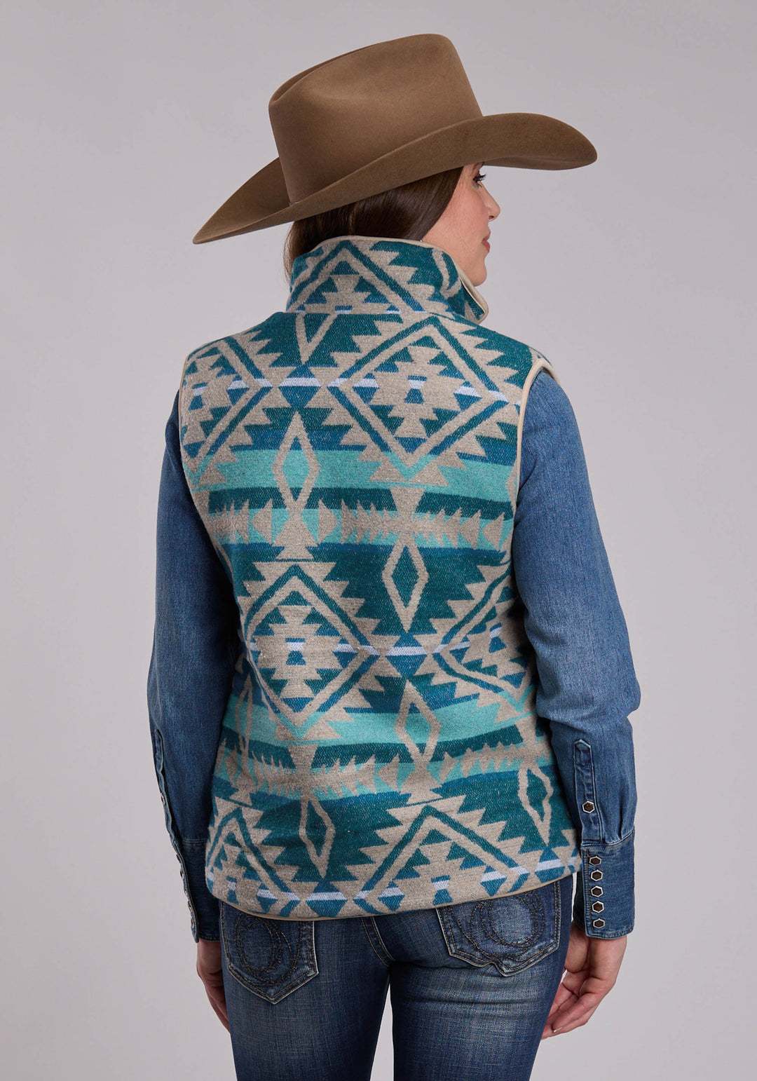 WOMENS ROPER WOVEN AZTEC WESTERN VEST