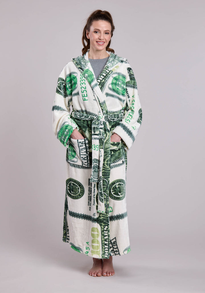 MENS US DOLLAR PRINTED FLEECE ROBE ONE PIECE PULLOVER ONE PIECE