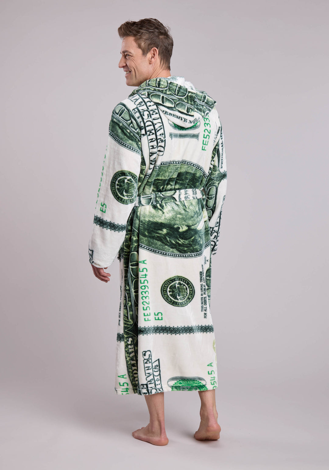 MENS US DOLLAR PRINTED FLEECE ROBE ONE PIECE PULLOVER ONE PIECE
