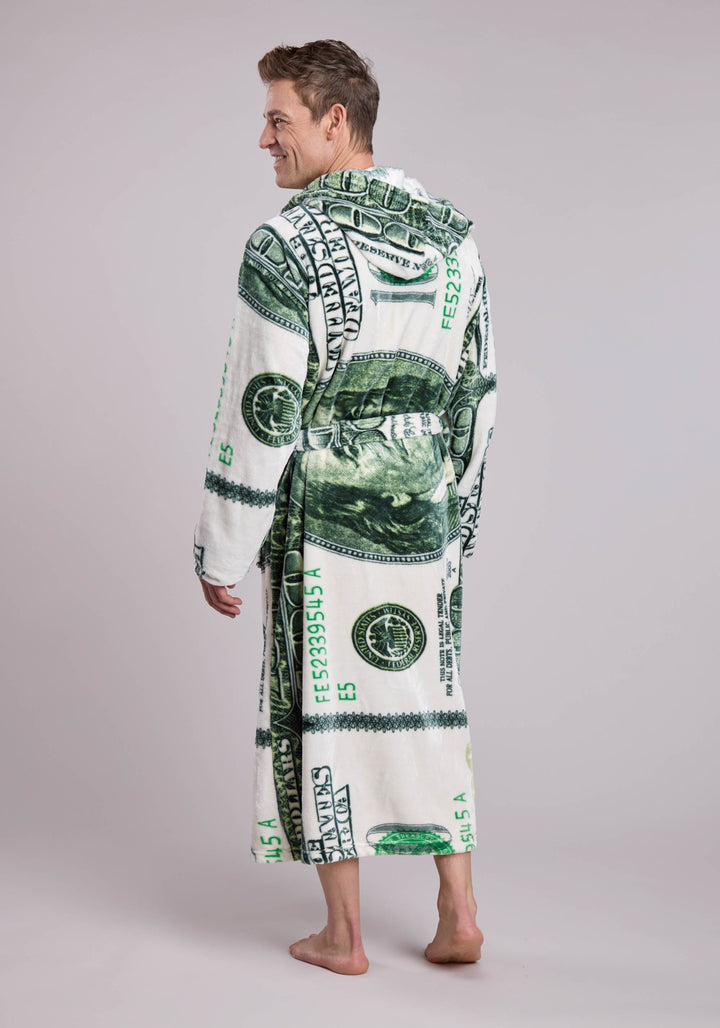 MENS US DOLLAR PRINTED FLEECE ROBE ONE PIECE PULLOVER ONE PIECE