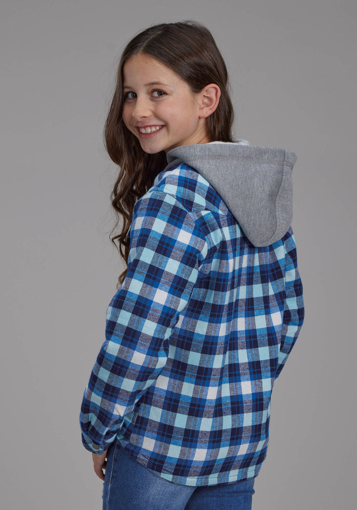GIRLS THERMAL LINED FLANNEL SHIRT SNAP JACKET
