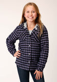 GIRLS LONG SLEEVE SNAP THERMAL LINED FLANNEL SHIRT JACKET