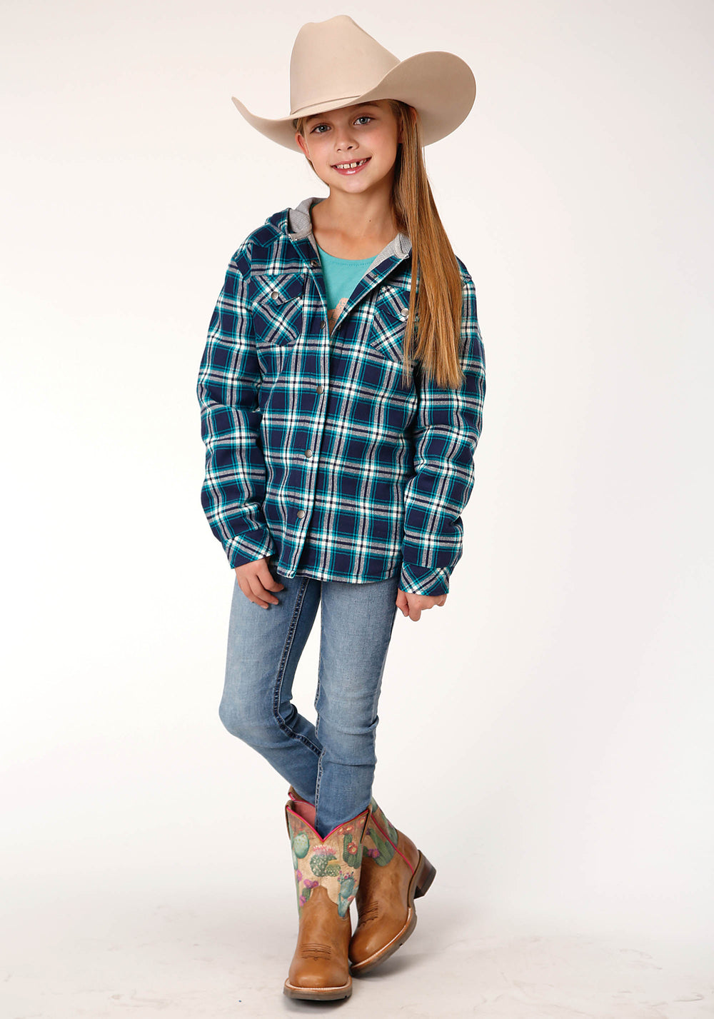 GIRLS LONG SLEEVE SNAP THERMAL LINED FLANNEL SHIRT JACKET