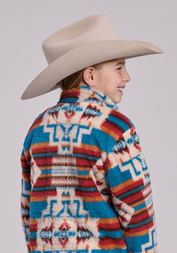 GIRLS JACKET SNAP 1/4 ZIP POLAR FLEECE PULLOVER WESTERN JACKET