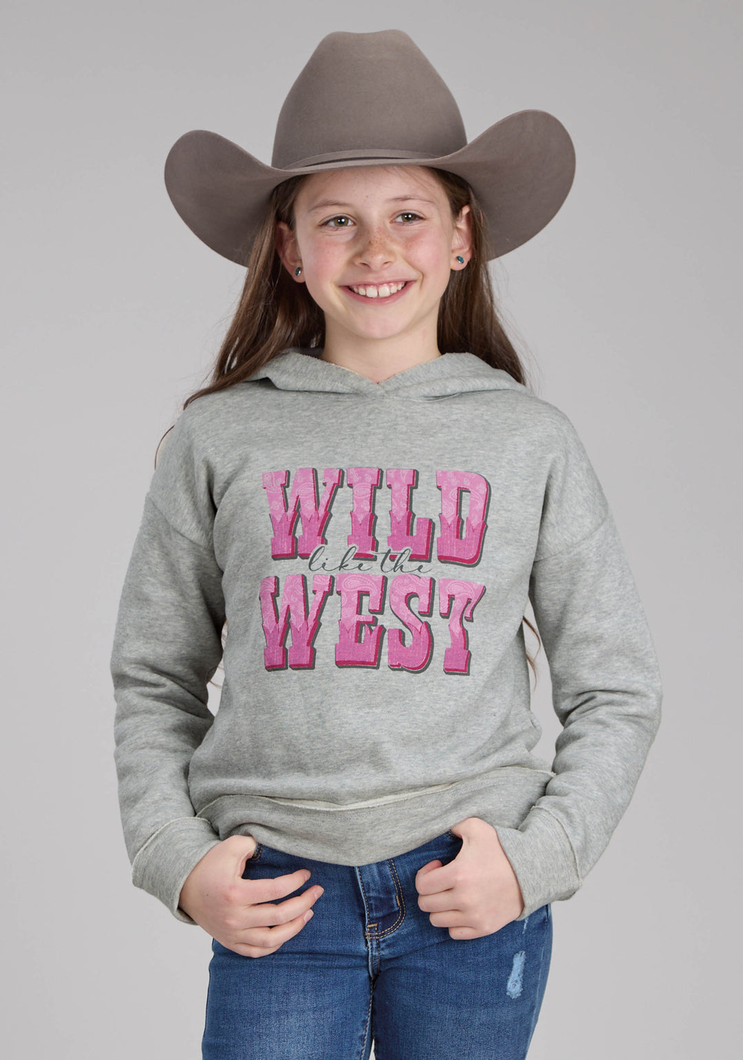 GIRLS COTTON FLEECE HOODED SWEATSHIRT PULLOVER JACKET