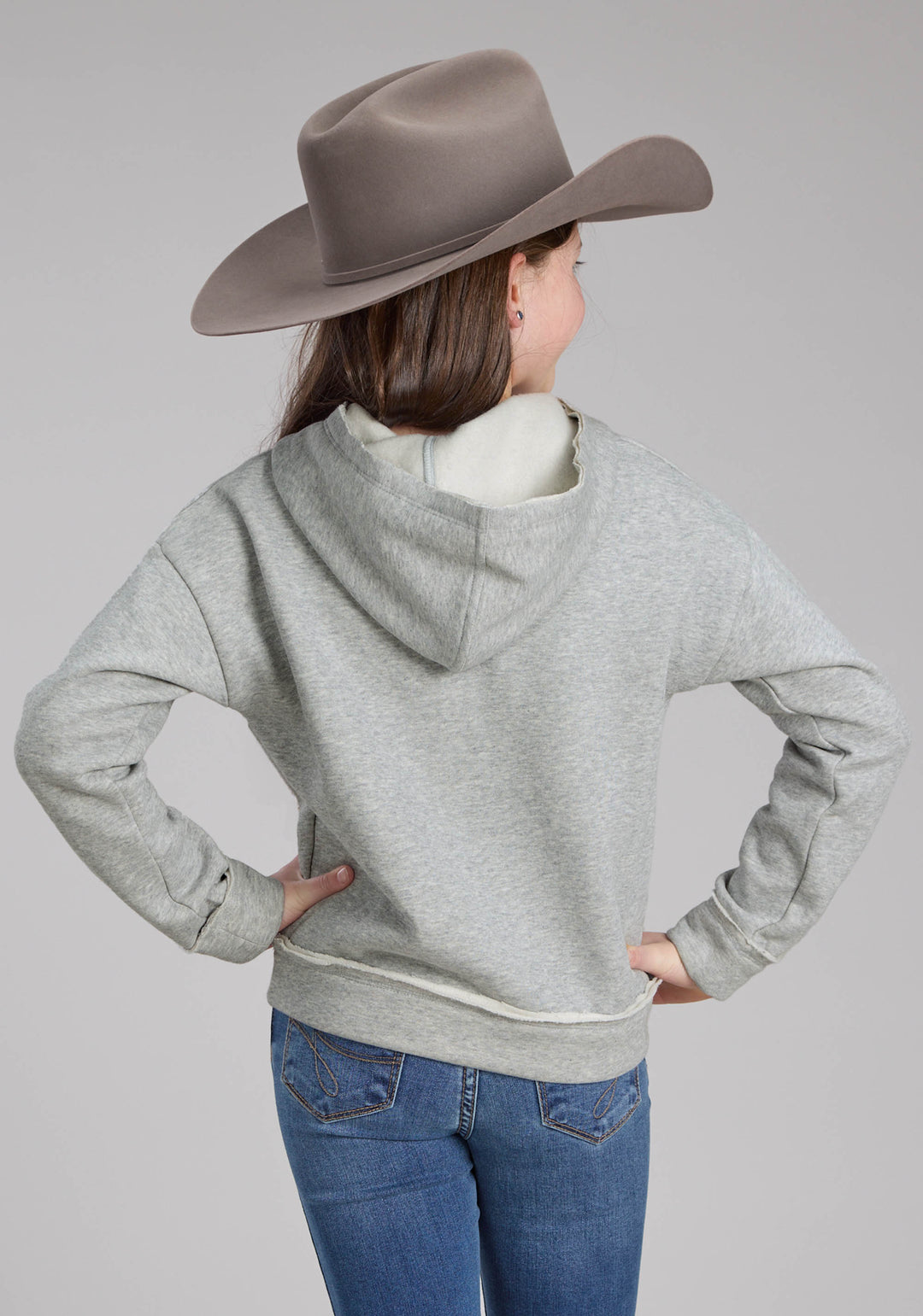 GIRLS COTTON FLEECE HOODED SWEATSHIRT PULLOVER JACKET
