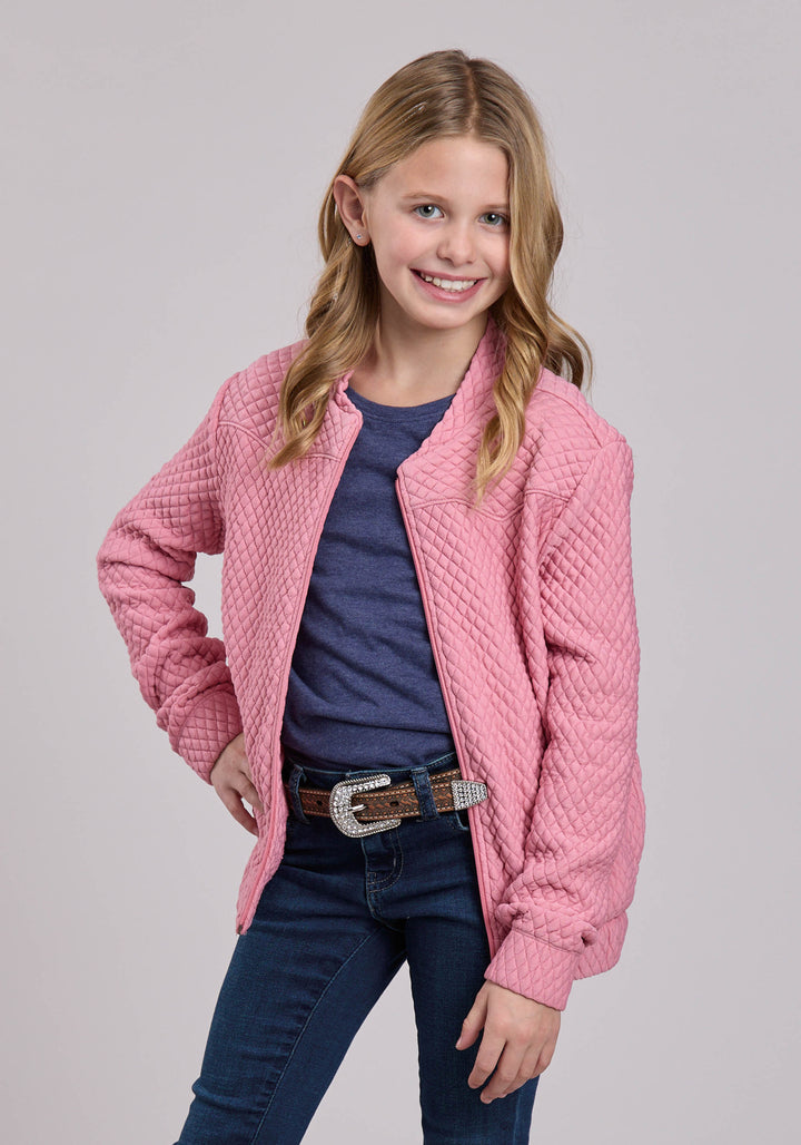 GIRLS JACKET ZIPPER QUILTED POLY BOXY FIT WESTERN JACKET