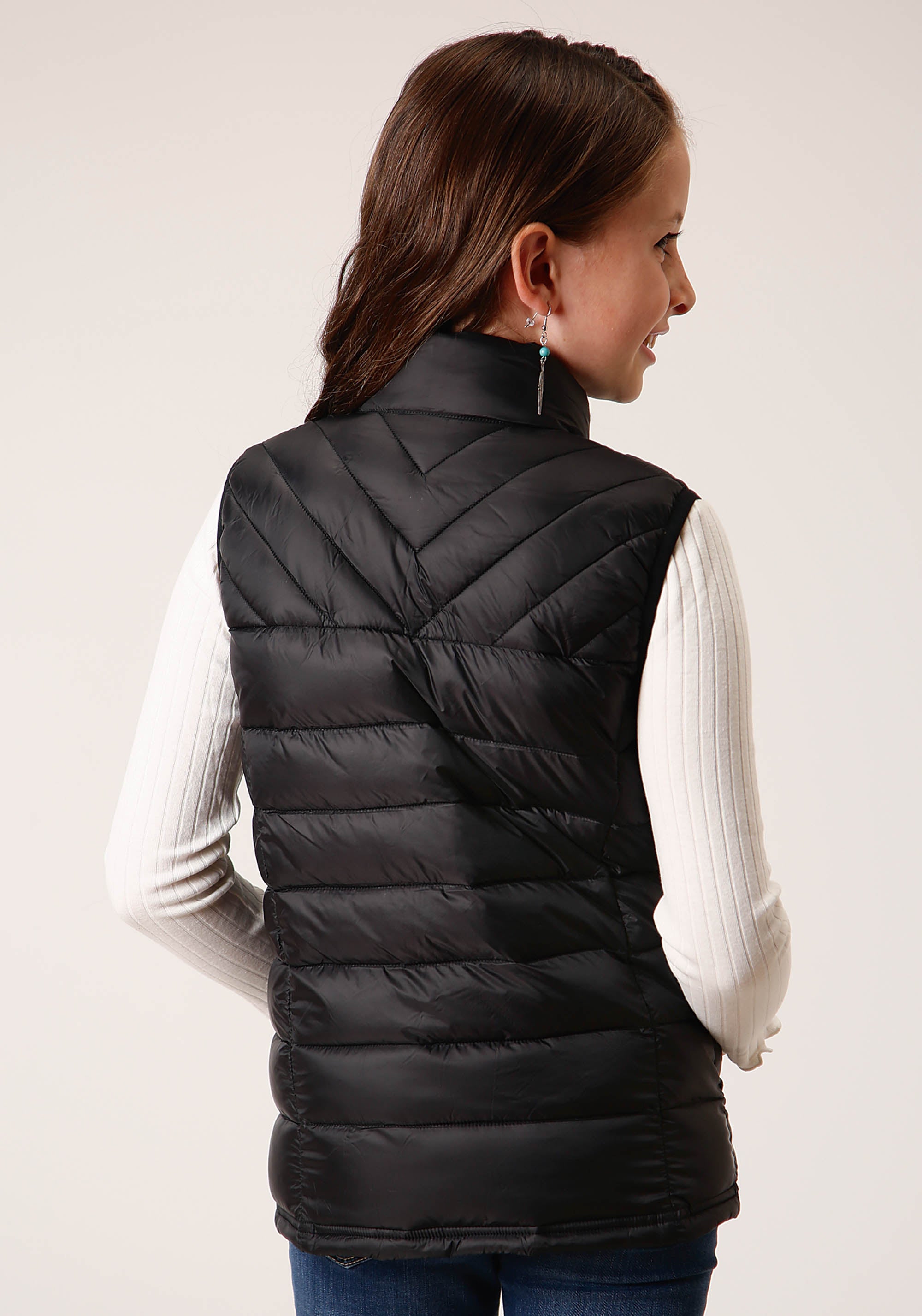 Girls Black Nylon Parachute Down Vest – Roper Apparel & Footwear