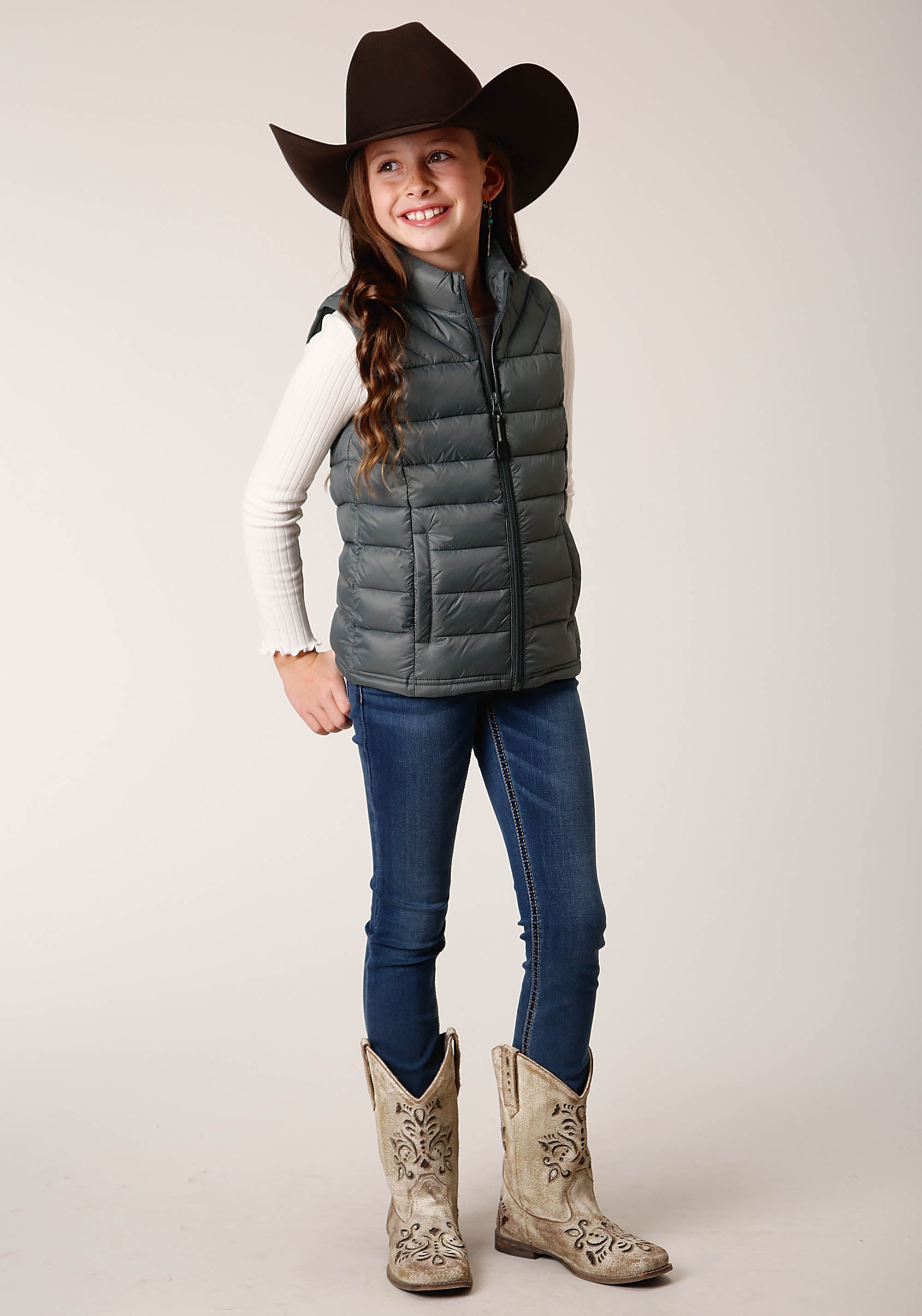 Girls Slvr Sage Nylon Parachute Down Vest – Roper Apparel & Footwear