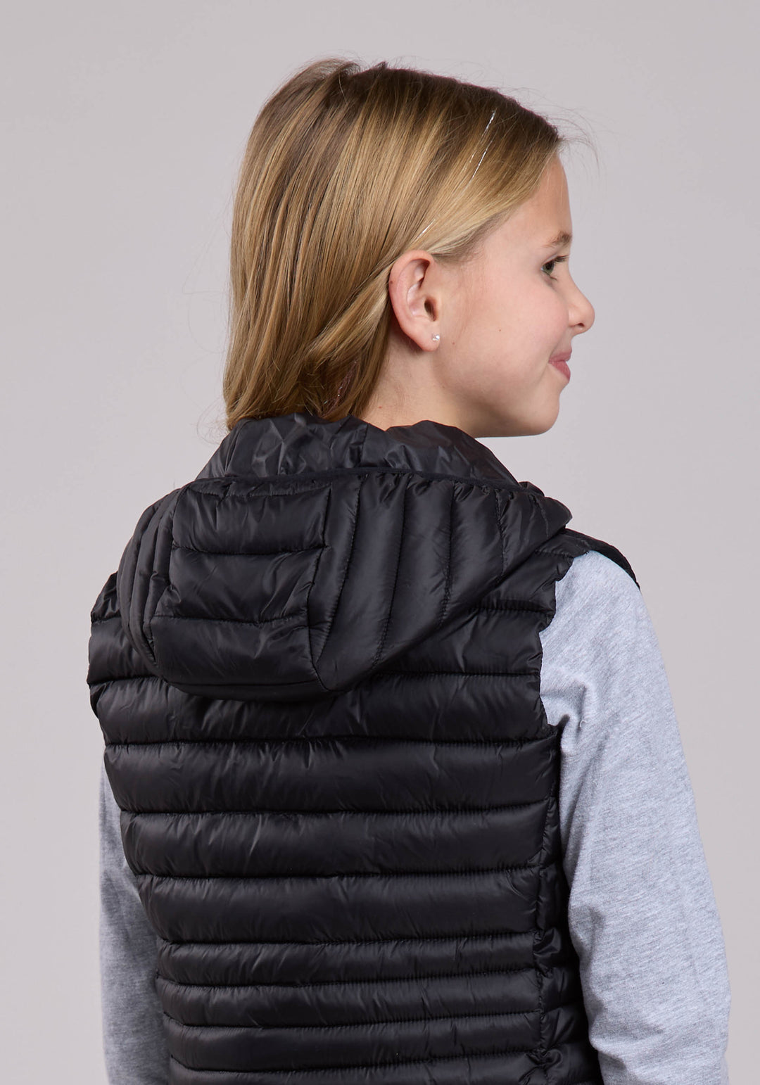 GIRLS VEST ZIPPER NYLON HOODED WESTERN VEST