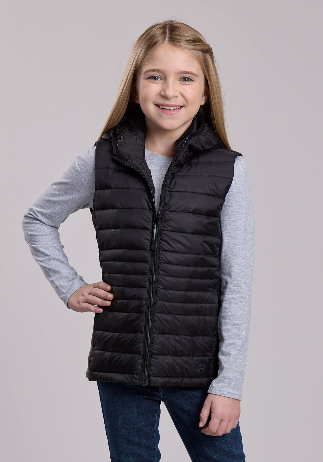 Girls Roper Crushable Down Filled Western Hooded Vest