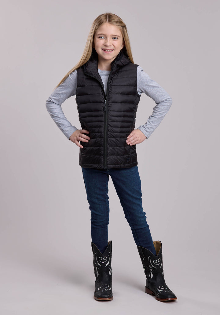 Girls Roper Crushable Down Filled Western Hooded Vest