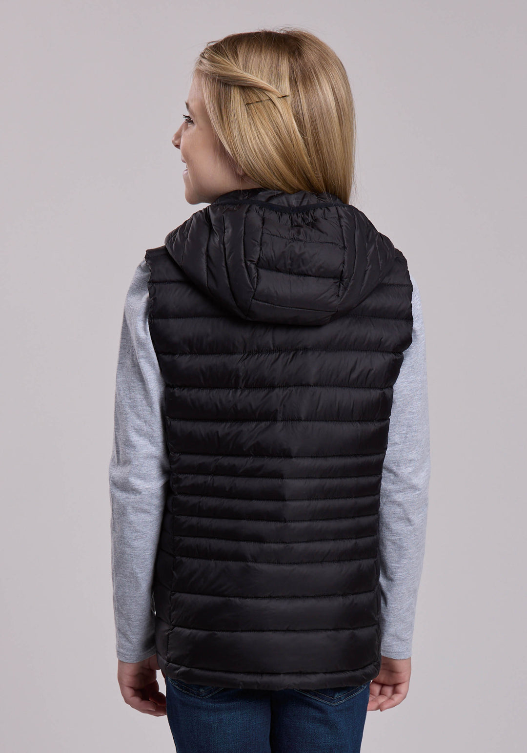 Girls Roper Crushable Down Filled Western Hooded Vest