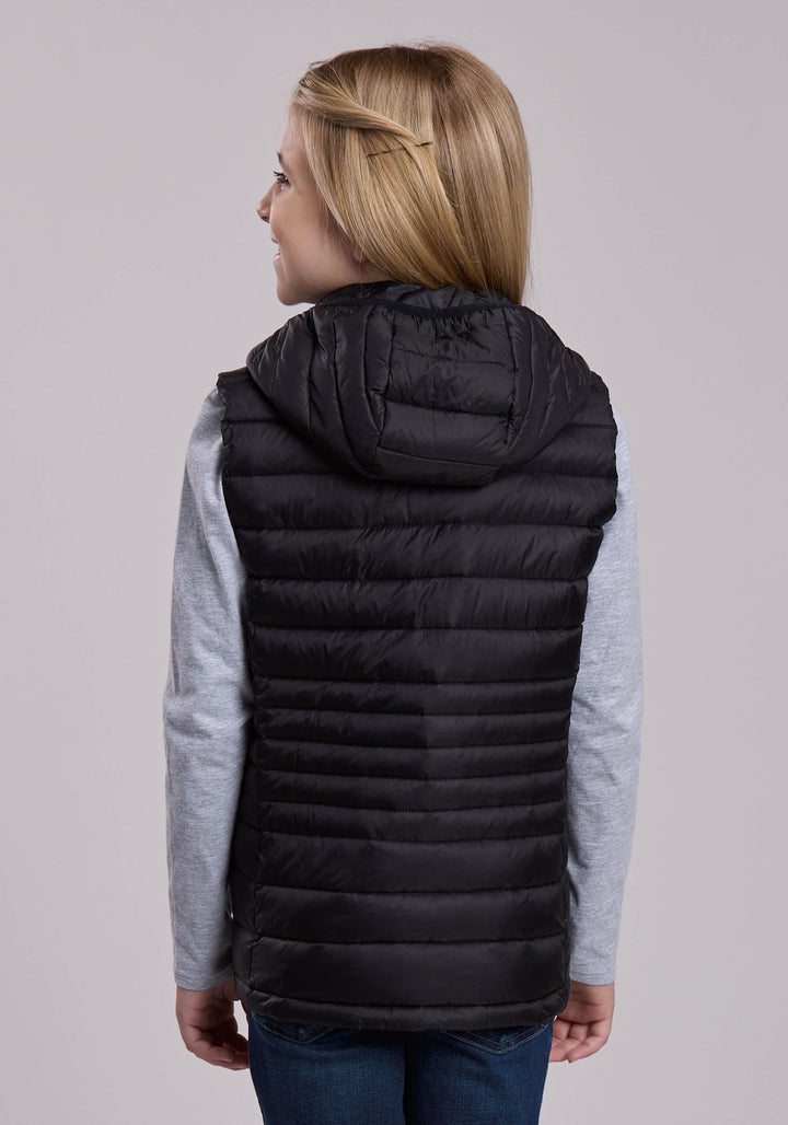 Girls Roper Crushable Down Filled Western Hooded Vest