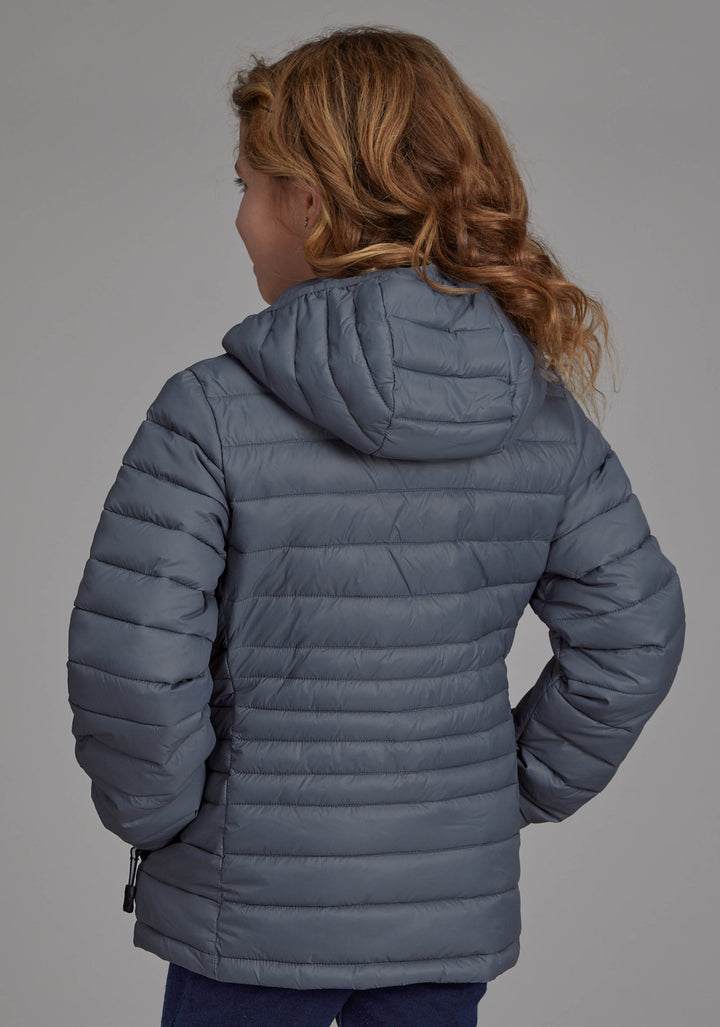 GIRLS SILVER BLUE HOODED COAT ZIPPER JACKET