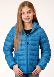 GIRLS TEAL CRUSHABLE POLY FILLED DOWN JACKET