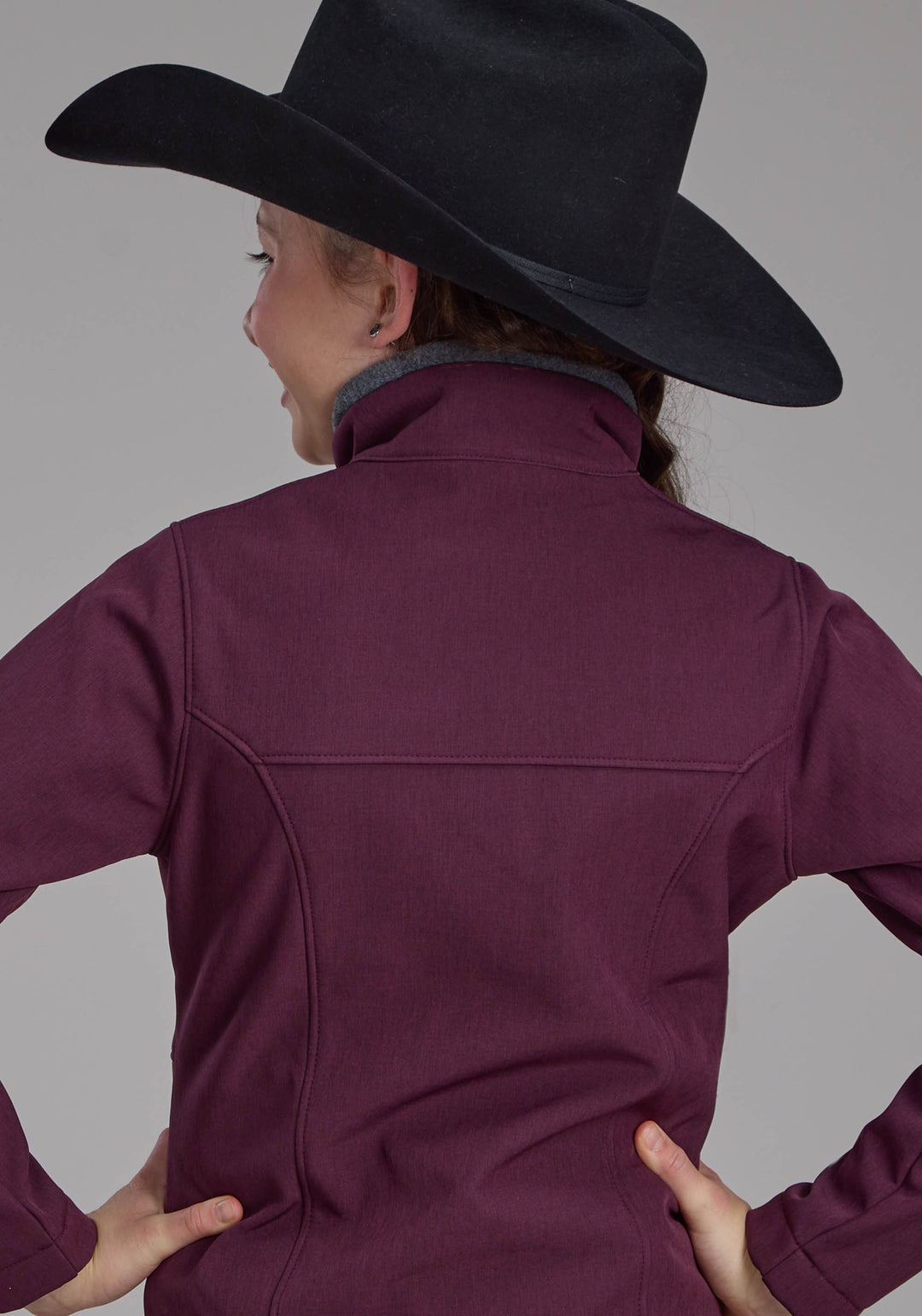 GIRLS WINE HEATHER WITH GRAY FLEECE ZIPPER JACKET