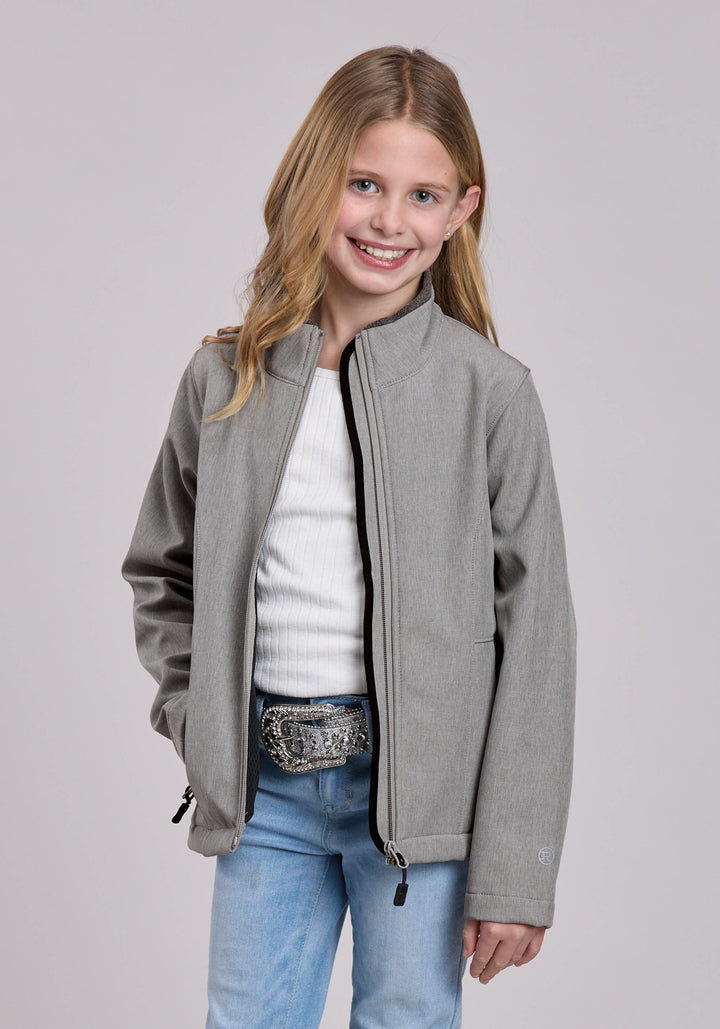 GIRLS JACKET ZIPPER CREAM GREY STRIPE WESTERN JACKET