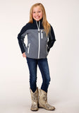 GIRLS  PIECED NAVY SOFTSHELL TECH JACKET