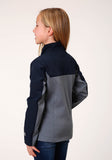 GIRLS  PIECED NAVY SOFTSHELL TECH JACKET