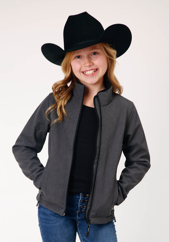 GIRLS  HEATHER GREY SOFTSHELL TECH JACKET