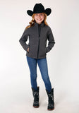 GIRLS  HEATHER GREY SOFTSHELL TECH JACKET