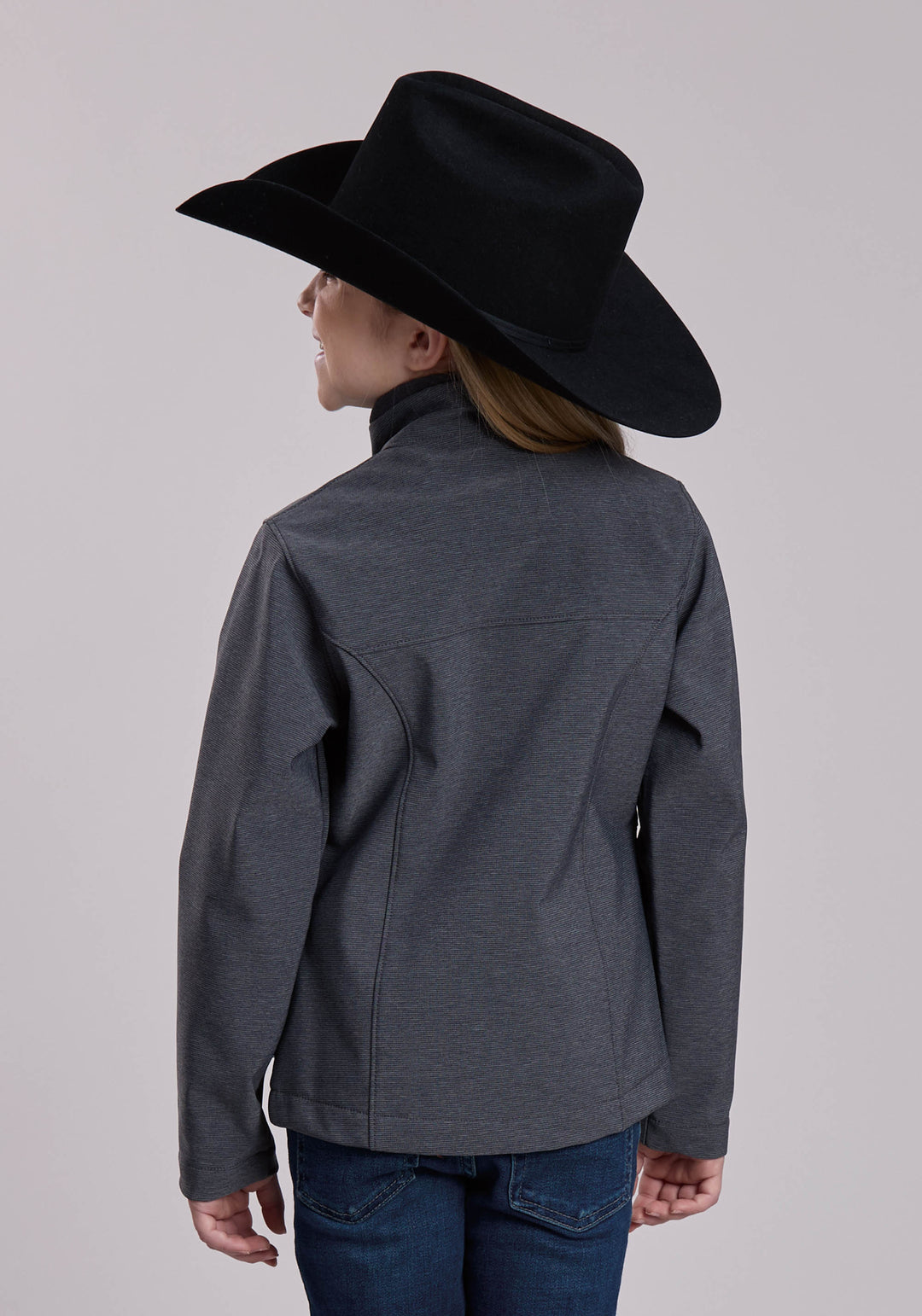 GIRLS ROPER TEXTURED CHARCOAL SOFTSHELL WESTERN JACKET