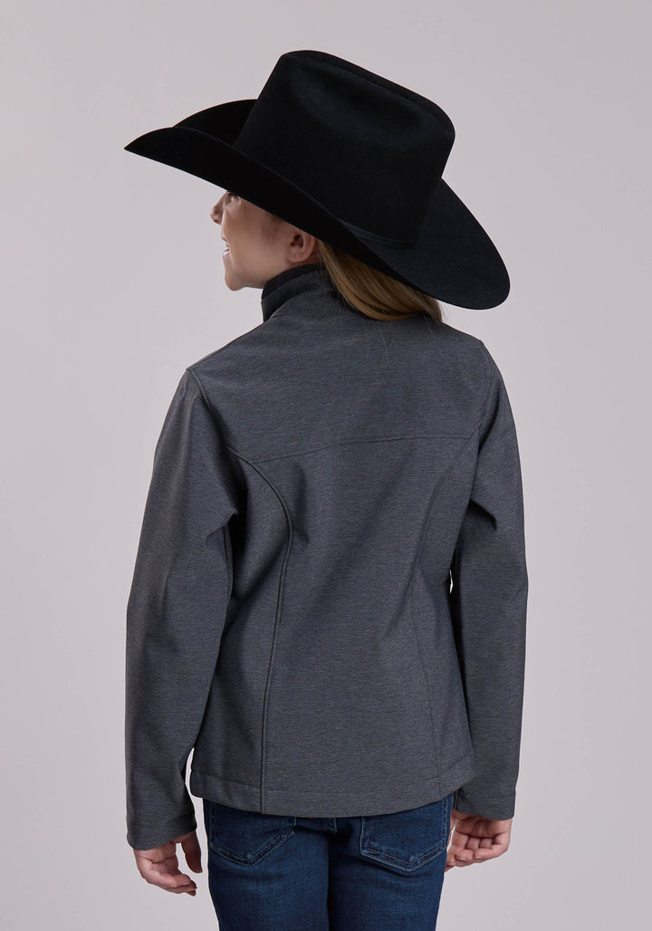 GIRLS ROPER TEXTURED CHARCOAL SOFTSHELL WESTERN JACKET