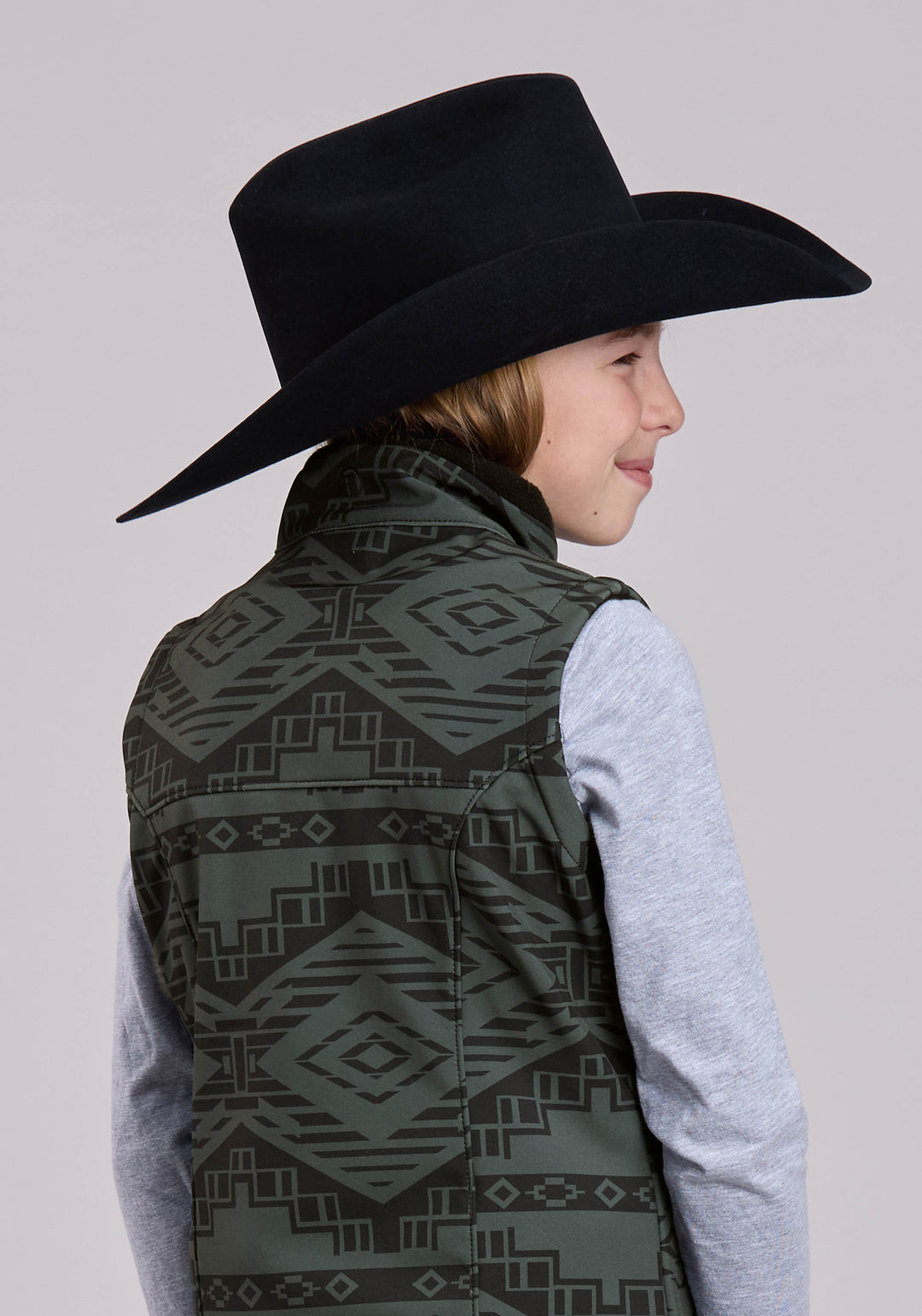 GIRLS ROPER CHARCOAL AND BLACK AZTEC PRINT WESTERN JACKET