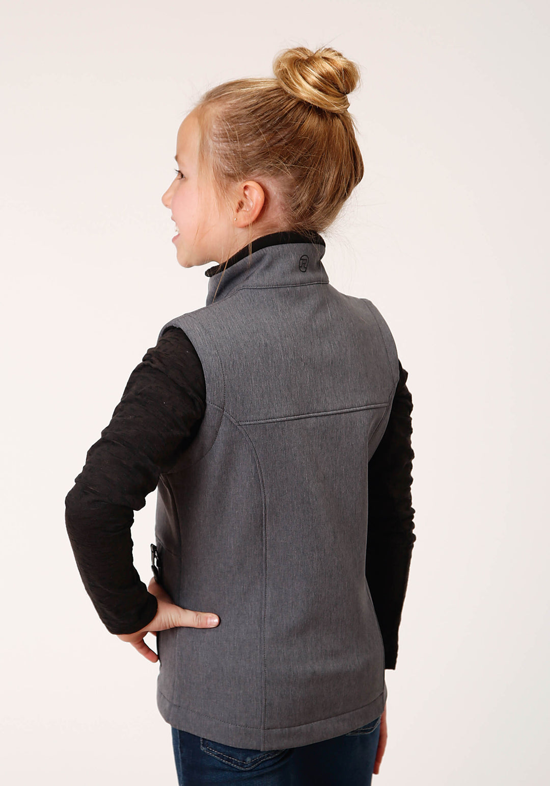 GIRLS  HEATHERED GREY SOFTSHELL TECH VEST