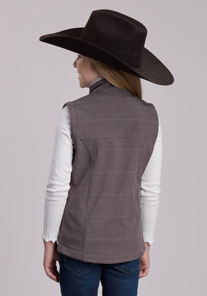 GIRLS ROPER COFFEE STRIPE SOFTSHELL WESTERN VEST