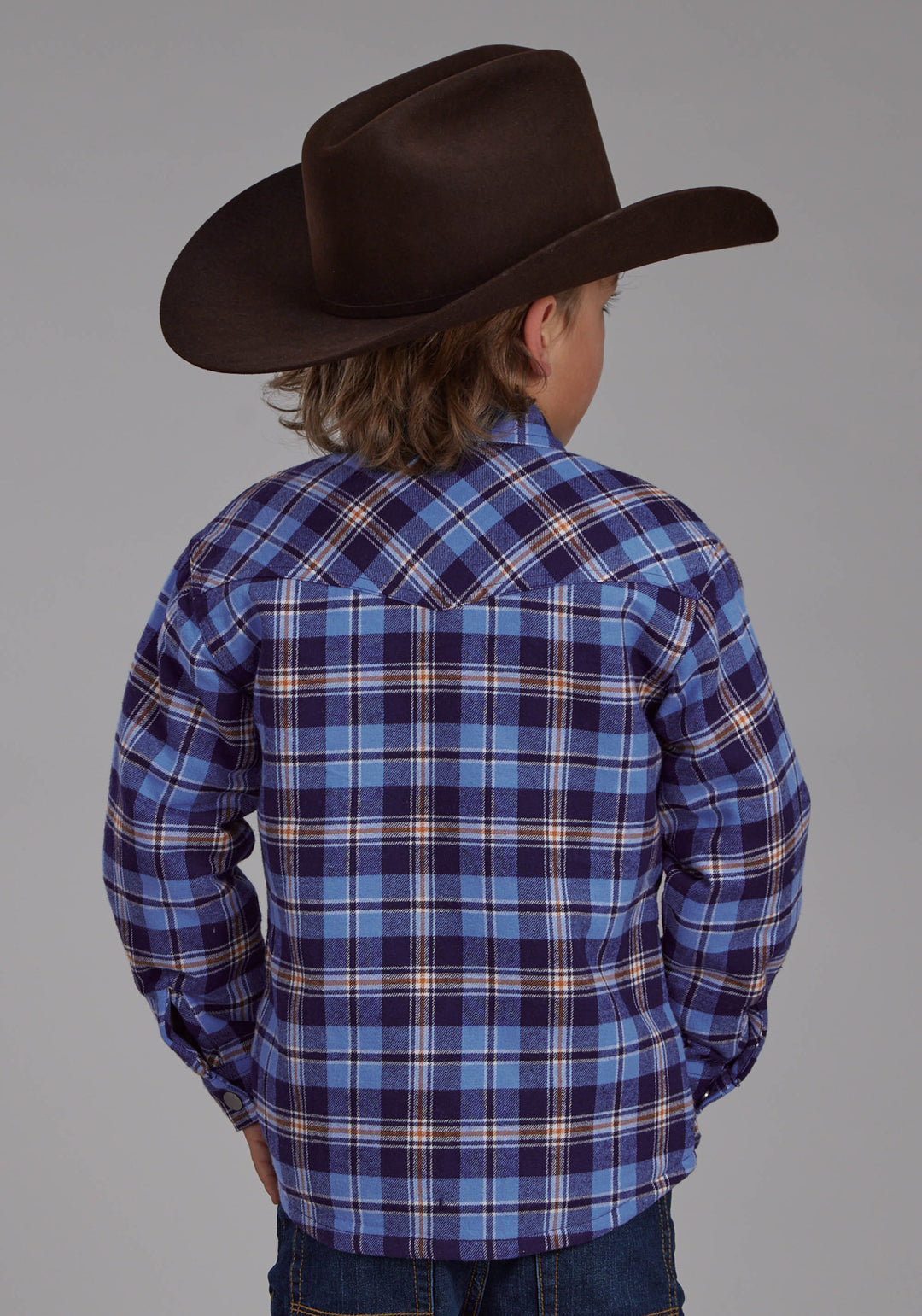 BOYS SHERPA LINED FLANNEL SHIRT SNAP JACKET