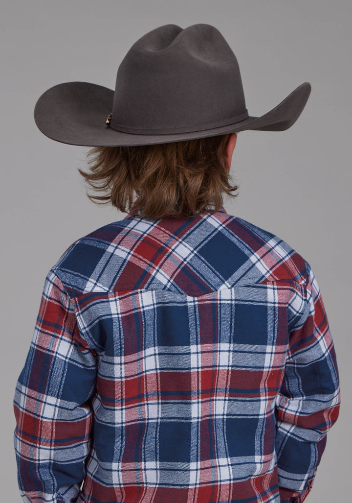 BOYS SHERPA LINED FLANNEL SHIRT SNAP JACKET