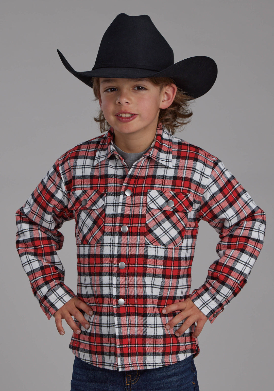 BOYS SHERPA LINED FLANNEL SHIRT SNAP JACKET