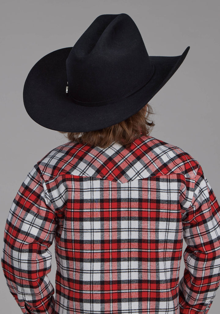BOYS SHERPA LINED FLANNEL SHIRT SNAP JACKET