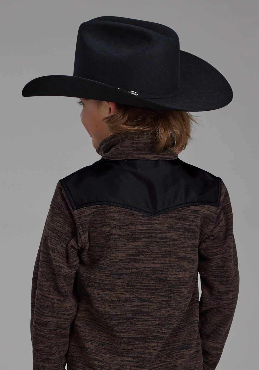 BOYS BROWN BLACK MICRO FLEECE 3/4 ZIP FT ZIPPER JACKET