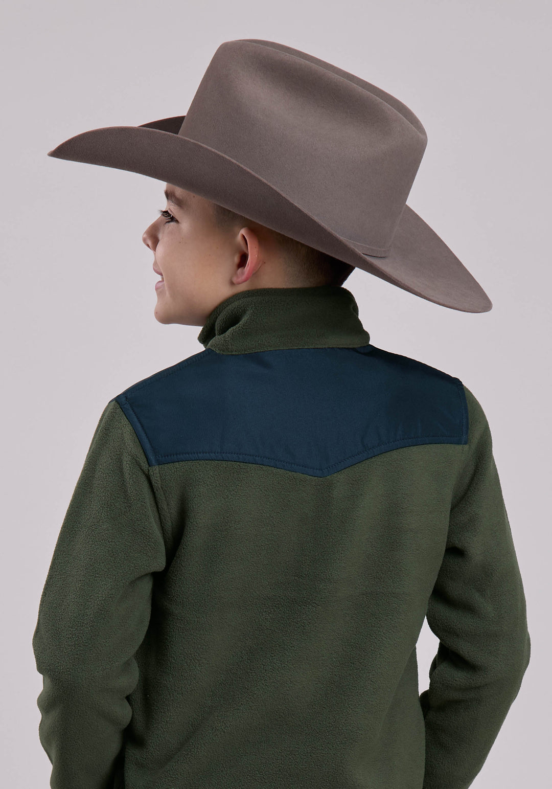 BOYS JACKET ZIPPER SOLID OLIVE MICRO FLEECE WESTERN JACKET