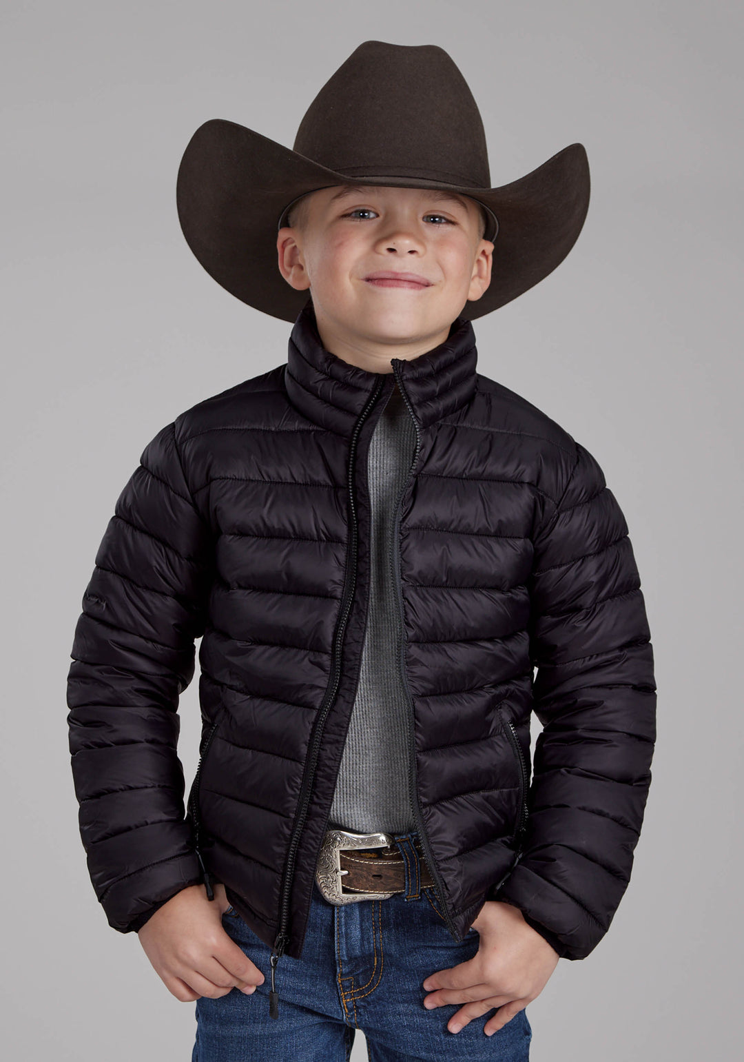 BOYS BLACK NYLON PARACHUTE ZIPPER JACKET