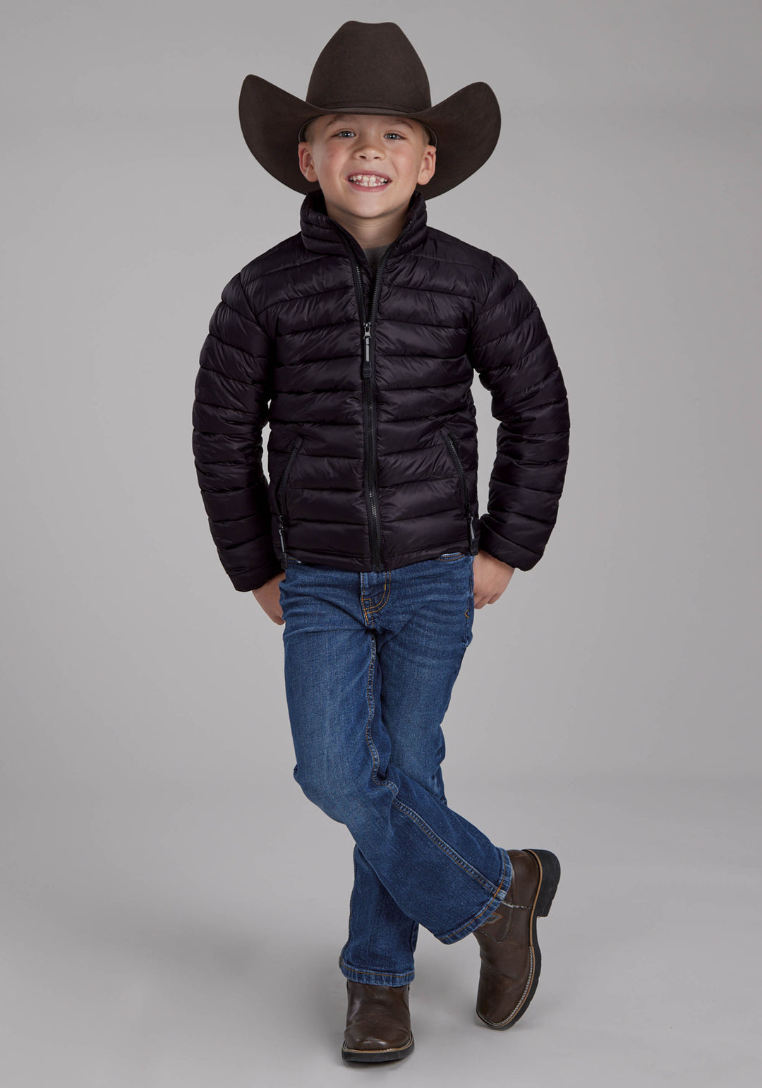 BOYS BLACK NYLON PARACHUTE ZIPPER JACKET
