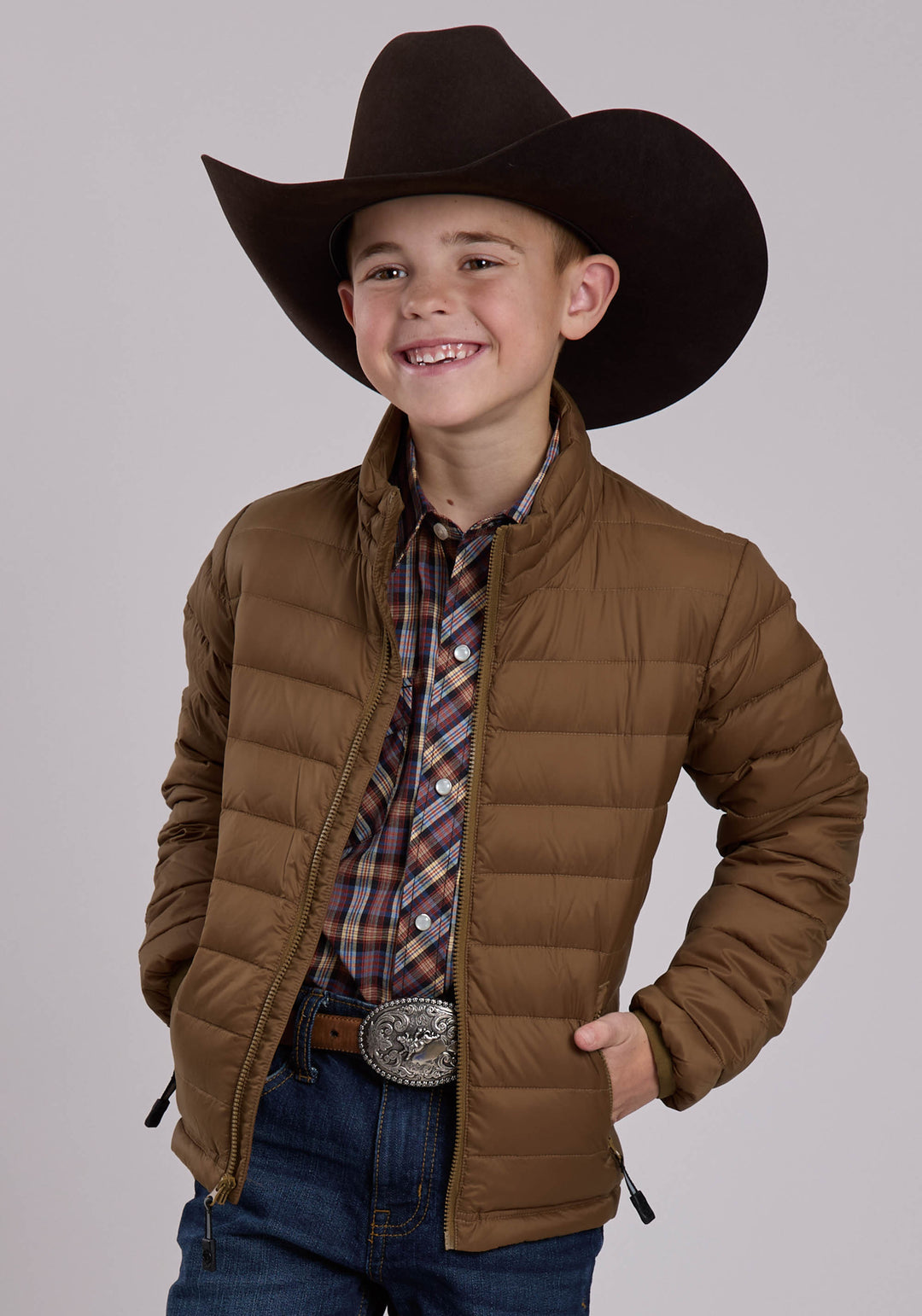 BOYS ROPER CRUSHABLE DOWN FILLED WESTERN JACKET