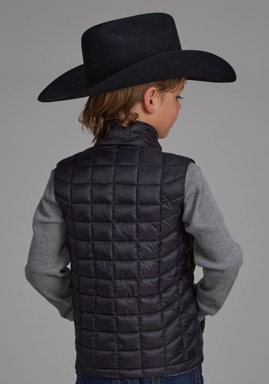 BOYS BLACK NYLON PARACHUTE ZIPPER VEST