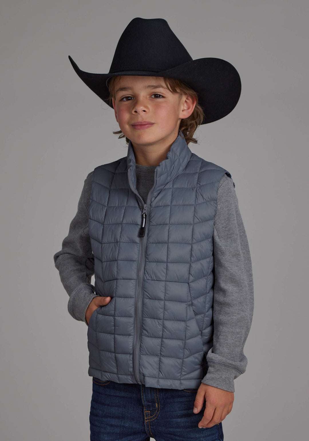 BOYS SILVER BLUE PARACHUTE ZIPPER VEST